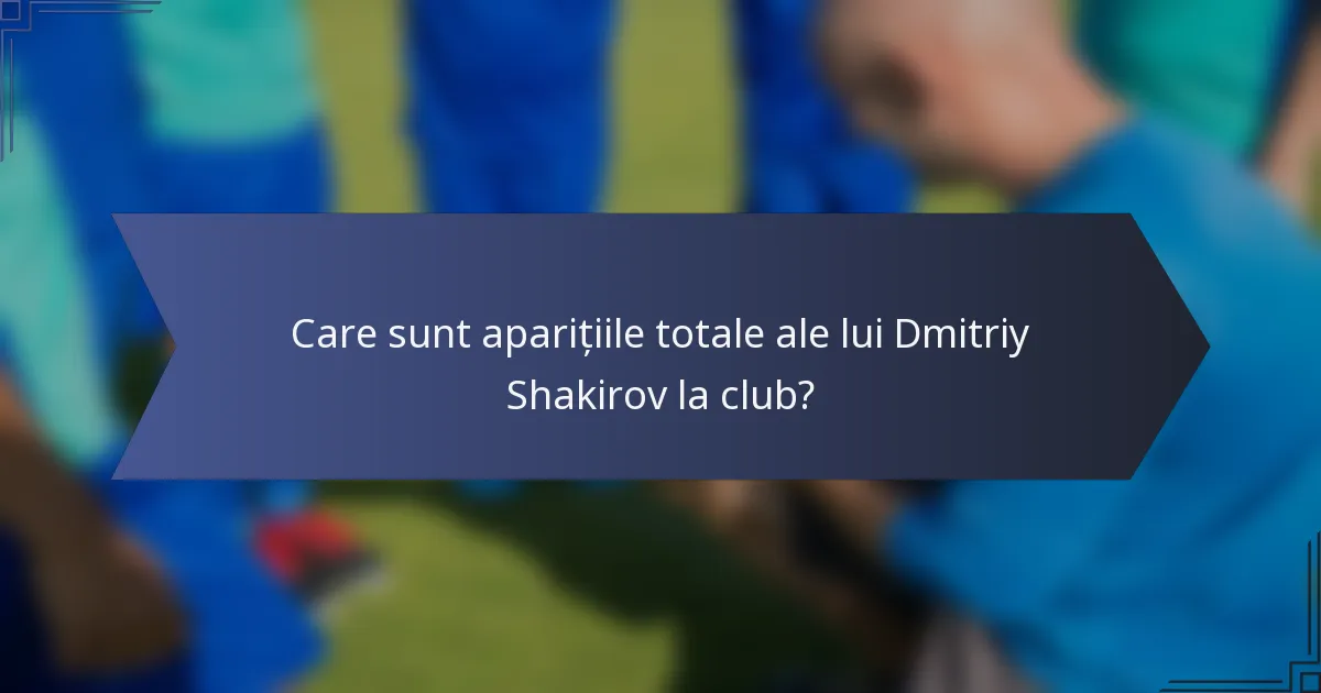 Care sunt aparițiile totale ale lui Dmitriy Shakirov la club?