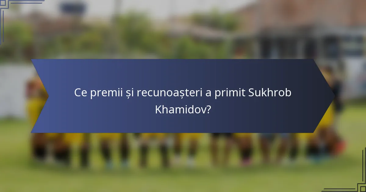 Ce premii și recunoașteri a primit Sukhrob Khamidov?