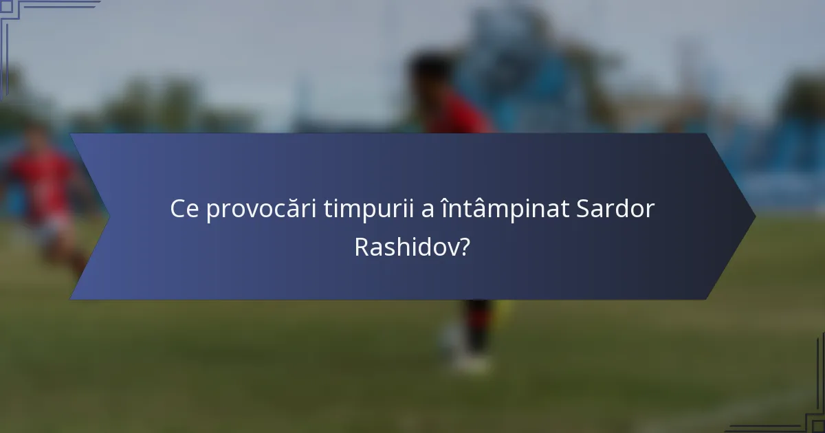 Ce provocări timpurii a întâmpinat Sardor Rashidov?