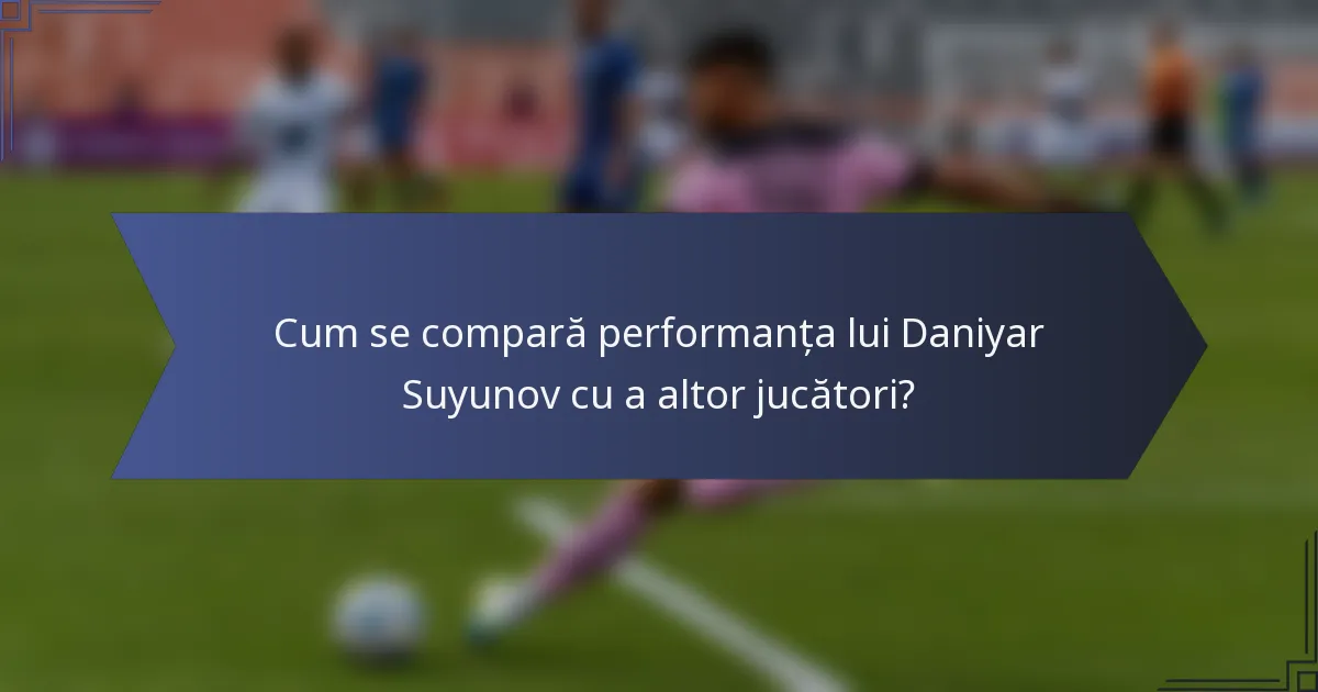 Cum se compară performanța lui Daniyar Suyunov cu a altor jucători?